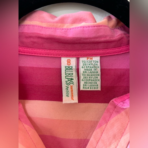 Stripped Pink, Shell Button, Womens Top - Picture 2 of 4